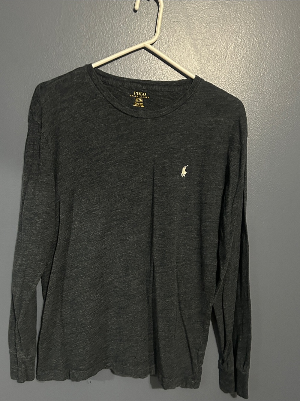 Polo by Ralph Lauren Long Sleeve Crew Shirt - Charcoal Gray